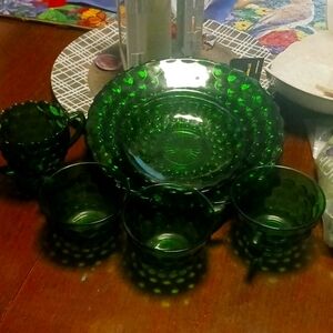 Vintage dinnerware green bubble glass